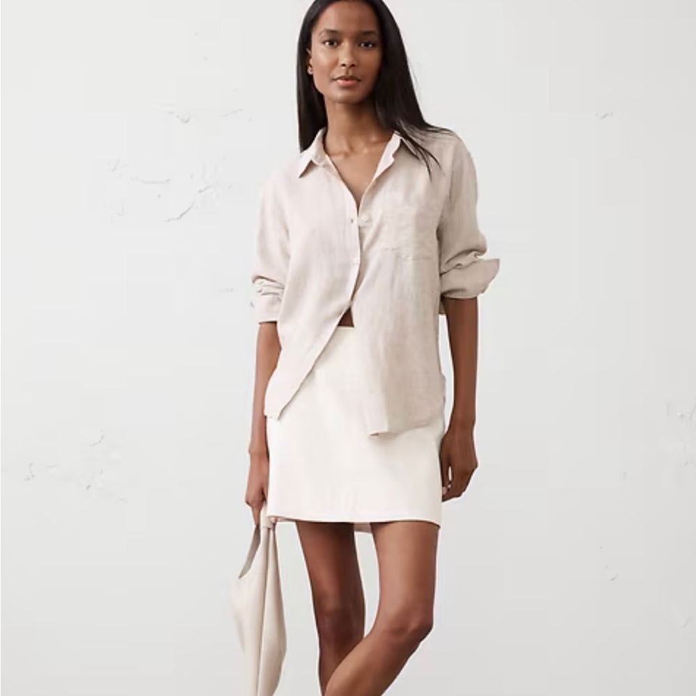 Beige Classic Linen-Blend Shirt